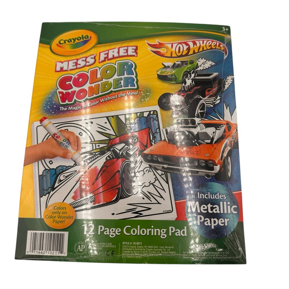 Crayola Mess Free Color Wonder Hot Wheels 2012 12 Page Coloring Pad NEW Sealed